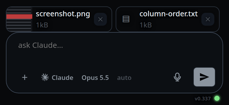 Two chips above the box: the image, and a text file showing a document glyph instead of a thumbnail.