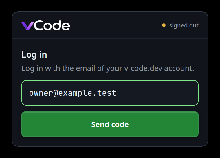 The login card with an email typed