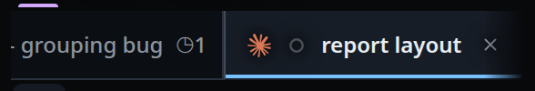 The phone's tab strip, with a close cross on the selected tab only.