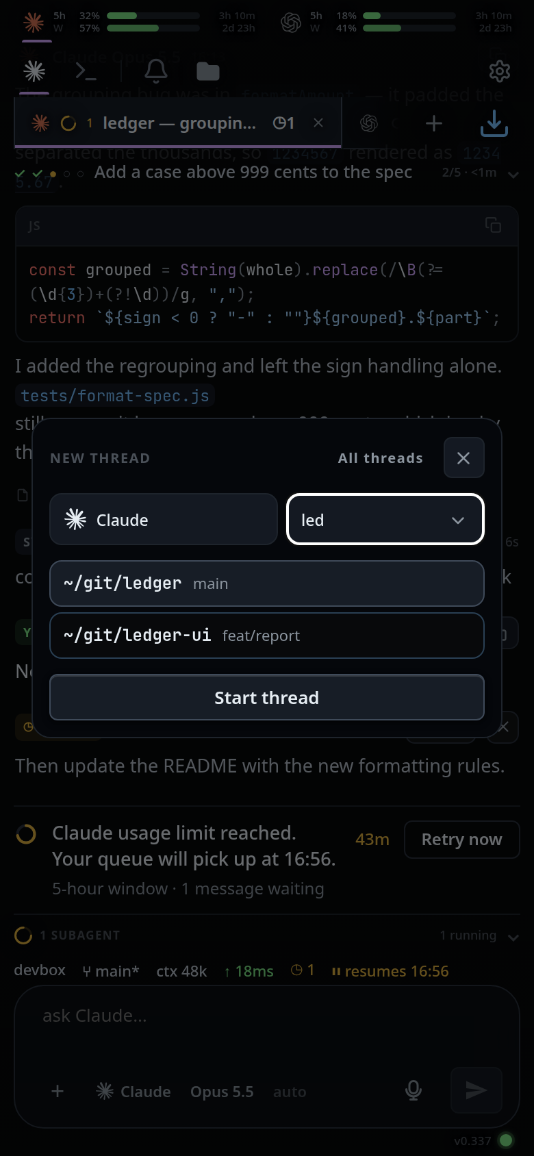 Three letters typed in the folder box; the menu is down to two repos and the top one is marked.