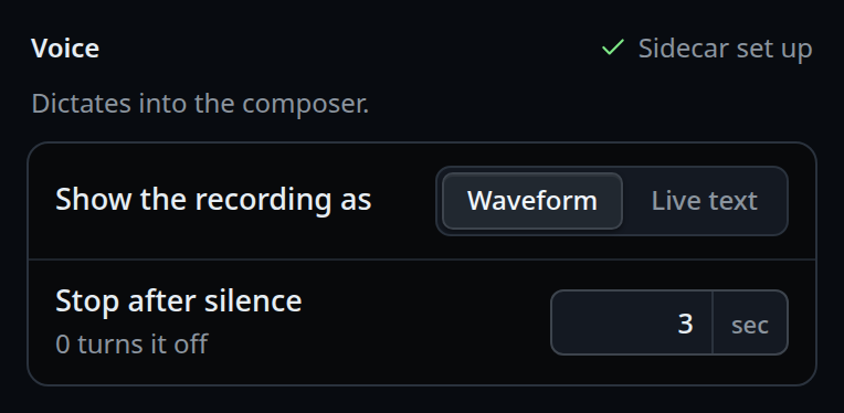 The Voice group on a box with the live engine: the Waveform segment is pressed.